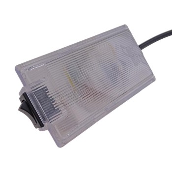 IFOR Williams interior light with switch – angled view showing clear cover and attached black cable.