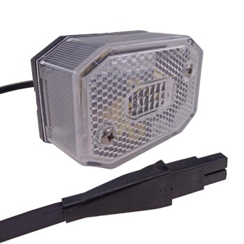 Aspöck position light Flexipoint 1 – detail view showing white fixture with transparent cover and 0.5m cable