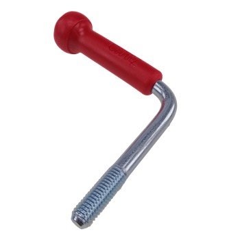 Alko support wheel locking toggle – front view with a red handle and threaded end, against a plain white background.