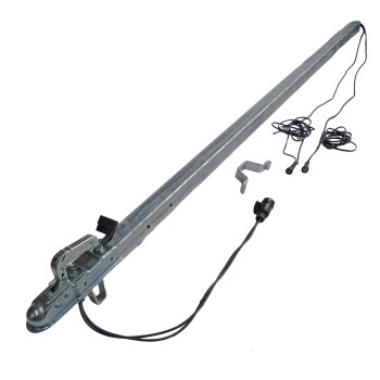 Alko R4-A1 drawbar – side view showing galvanized steel finish and 13-pin wiring harness, suitable for trailers.