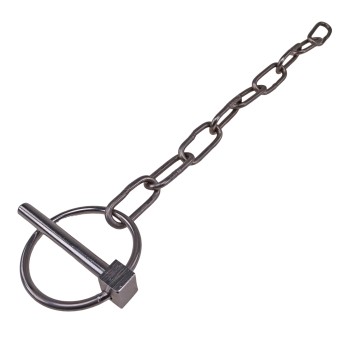 Roestvrijstalen splitpen Ø6 mm – met borgketting en een buitendiameter van 46 mm, geschikt voor Ifor Williams.