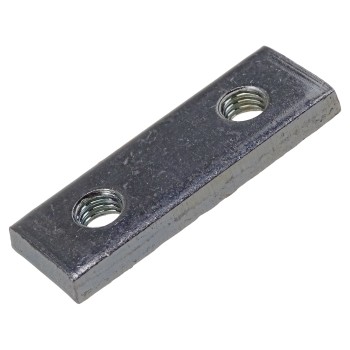 Counter plate – front view showing M8 threaded holes and galvanized silver finish on a flat rectangular shape.