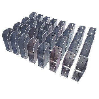 Vista dall'alto – set di 32 tasche inseribili in acciaio zincato grigio con fori di montaggio neri.