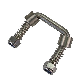 Anello di ancoraggio in acciaio inox – vista frontale – 77 x 72mm M12 con molle per fissaggio carico.