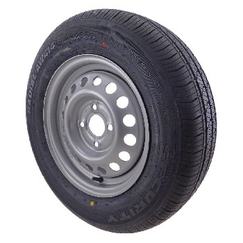 175/70 R13 – musta rengas 4.5 J x 13 vanteella, 4-pulttinen kiinnitys ja hopea pinta.