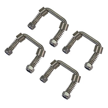 Vue de face – Lot de 4 anneaux d'arrimage en acier inoxydable 77 x 72mm M12 avec ressorts pour remorques voiture.