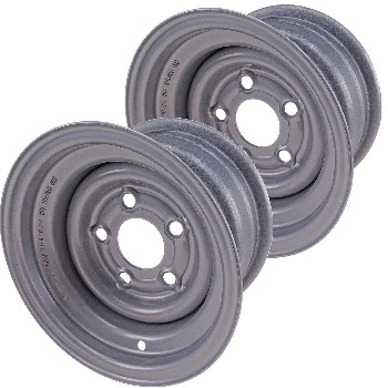 Set of 2 rims 6.00 x 10 H2 – front view showing gray painted finish and 5 mounting holes.