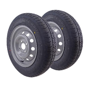 Edestä – musta 145/80 R13 rengas Linglong 4Jx13 vanteella, 4 pulttireikää, hopea viimeistely.