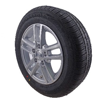 185/65 R14 complete wheel – front view showcasing a black and silver alloy rim with 5 mounting holes.