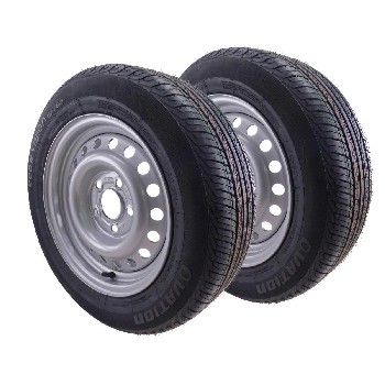 Edestä – musta 185/60 R14 rengas 5.5J x 14 vanteella, 5 reikää ja hopeinen pinta.