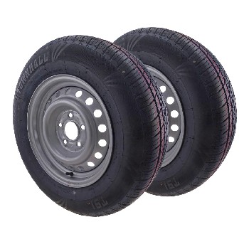 Edestä – musta 195/70 R14 rengas 5.5J x 14 vanteella, 5 reikää, hopea viimeistely.