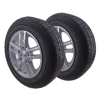 Edestä – 185/65 R14 rengas Security alumiinivanteella 5.5Jx14, 5x112 pulttijako, musta ja hopea.