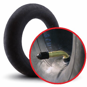 KINGS TIRE 2.80/2.50-4 tube – front view showing black tire profile and gold valve stem on a plain white background.