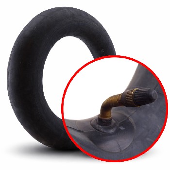 Tube 4.10/3.50-5 TR87 – front view showing black inner tube design and angled gold valve stem.