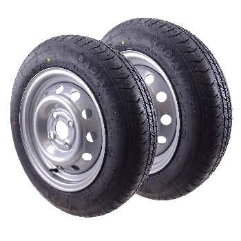 2er Set 135/80 R13 Linglong – Frontansicht des Komplettrads mit schwarzem Reifen und silberner Felge 4Jx13.