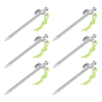 Rock Pegs 20 cm Galvanized Steel – front view showing silver L-hook design for heavy-duty ground anchoring.