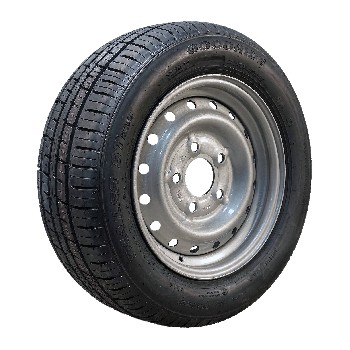 195/50 R13C Goodride – Schrägansicht des Komplettrads mit grauer Stahlfelge und 5 Löchern