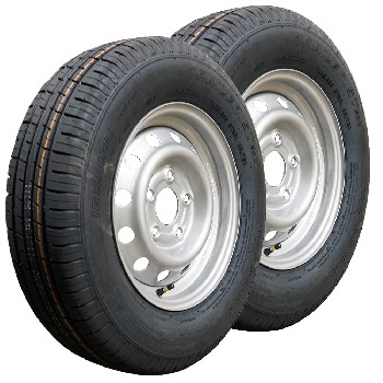 Goodride Komplettrad – Frontansicht mit 165 R13C Reifen und grauer 4.5Jx13 Stahlfelge mit 5-Loch-Muster