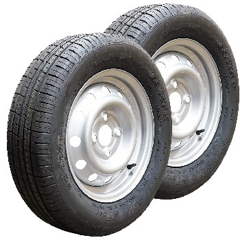 Roue complète Goodride – pneu 165/70 R13 avec jante 4Jx13 en acier gris et trous de montage rectangulaires.