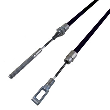 Bowden kabel remkabel – geschikt voor Alko oude versie – met zwarte plastic coating en metalen bevestigingen.