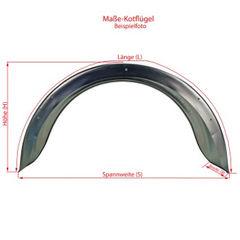 Anhänger Kotflügel Kotflügel Stahlblech Metall Breite = 200mm Spannweite = 750mm F. PKW Kotflügel Anhänger