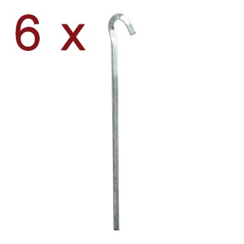 Rock bottom peg – front view showing a silver 22cm metal square peg with a hooked end.