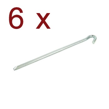 Rock bottom peg 23cm – front view of a silver triangular metal stake with a hooked end.