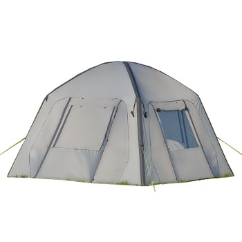 Parete laterale con finestra per padiglione gonfiabile – tessuto grigio e verde con cerniera per facile montaggio.