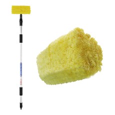 Car / Motorhome Telescopic Washing Brush – front view showcasing the yellow soft bristle head and silver telescopic handle.