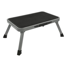 Opvouwbare trede – zwarte en grijze kleur met een antislip oppervlak en rubberen voeten voor extra stabiliteit.