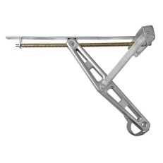 Supporto girevole per roulotte/camper 600kg a manovella – vista laterale con braccio regolabile e finitura metallica argento.