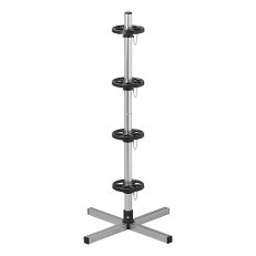 Supporto per cerchioni in alluminio – vista frontale – adatto per 4 pneumatici fino a 225 mm di larghezza.