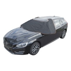 Windscreen cover 298 x 94cm – front view showing black and orange colors with magnetic attachment for winter protection.