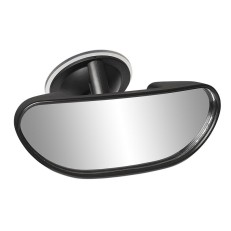 Taustapeili 145 x 57mm – imukupilla varustettu musta ja hopeinen peili edestä näkymä.