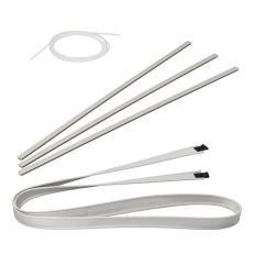 Vue de dessus – adaptateur keder blanc de 7-7mm et 270cm de longueur, plusieurs pièces incluses.