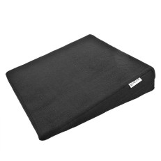 Wigkussen universeel voor auto en kantoor – zwart, wigvormig, gemaakt van zacht polyester polar fleece.
