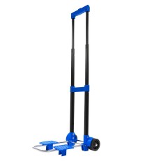 Chariot de transport pliable – vue de face – avec roues noires et cordon en caoutchouc, idéal pour le transport de charges.