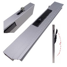 Fermeture de ridelle 500mm gauche – poignée de fermeture noire en acier – verrouillage à tenon champignon.