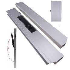 Lås för droppsidelås 600mm höger – svampstift och 180° låshandtag i svart pulverlackerat stål.