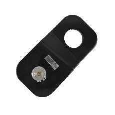 Umlenkrolle Snatch Block 6t – Draufsicht auf die schwarze Rolle mit großem Loch und silbernem zentralen Befestigungselement.