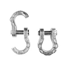 Set of 2 Split Shackles 5 t – front view showing robust silver design and split structure for secure connections.