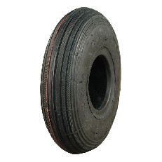Viistosta näkymä KINGS TIRE V-5501 -renkaasta 2.50-3 – musta, 4PR, TT, suunniteltu nokkakärryihin.
