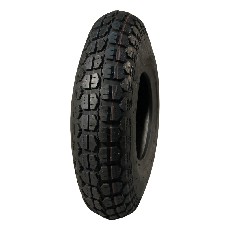 Sivusta näkyvä KINGS TIRE V-6632 4PR TT – musta kottikärryn rengas, jossa on uritettu pinta ja koko 4.00-6.