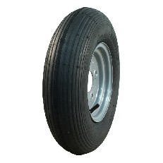 Vista laterale – ruota completa 3.50-8 KINGS TIRE V-5501 con cerchio in acciaio e pneumatico nero.