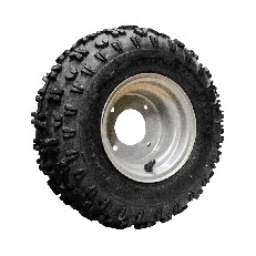 Forfra – Kompletthjul 13x5.00-6 KINGS TIRE V-8505 med grå stålfælg og sort dæk med V-8505 mønster.
