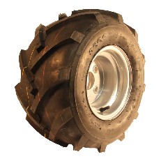 Complete wheel 21x11.00-8 DURO HF-255 – angled view showing black tire and steel grey rim with tread pattern.