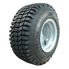 Roue complète BKT 18x7-8 PL-801 – pneu noir avec motif de bande de roulement et jante en acier gris.