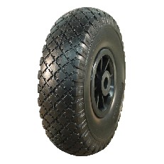Ruota PU 3.00x4 tassellata Novio Serie 53 – pneumatico nero con battistrada a blocchi e cuscinetto a rulli Ø20.