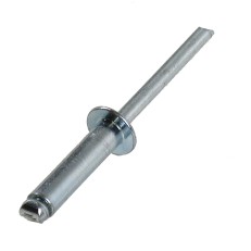 Blindnitte 5 x 20 mm – fladt rundt hoved i galvaniseret stål med sølvfarvet finish.