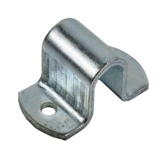 Support pour boulon à ressort – support en acier galvanisé avec un trou de fixation, vue de face sur fond blanc.